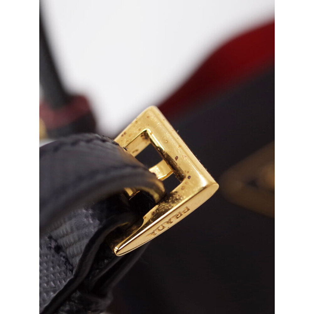 Prada interior black handles Bag Double leather top red Saffiano Tote - Picture 8 of 9